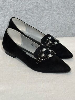 Bellini Fabulous Il Slip-On Casual Microsuede Flats-Black-Women Size 9.5